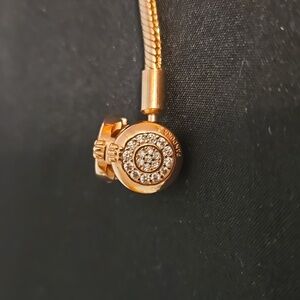 Pandora Moments  Rose Gold Sparkling Crown "O" Clasp Snake Chain Charm Bracelet
